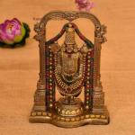 SHRI BALAJI CRAFT Copper Bronze Tirupati Balaji Statue I Tirupati Balaji God Idol I Venkateswara Statue I Marble Dust Statue for Home Decor I God Idol Home Decor I Tirupati Balaji Sculpture (8 Inch)