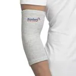 Accusure Grey Pair Of Bamboo Yarn 4 Way Elbow Compression Support For Men And Women (L)