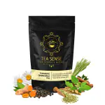 TEA SENSE Turmeric Chamomile Tea | 100g Loose Tea | Healthy Blend with Ashwagandha | Caffeine Free | 50+ Cups | Soothing and Nourishing