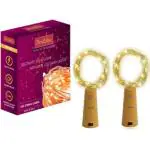 DesiDiya Bottle Lights with Cork, Mini Copper Wire, 20 LED Battery Operated String Decorative Fairy Lights (Pack of 2, Warm White, Prong Base)
