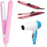 HEMIZA 2 in 1 Hair straightener and curler For Women And Mini Professional Hair Straighteners And Mini Portable Hot Hair Dryer 1000W
