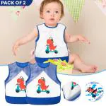 ZURU BUNCH Stylish Washable Colorful Waterproof Baby Bibs, Feeding bib with Pocket for Infant Boy Girl Washable Cute Cartoon Baby Bib Wipeable-Eat and Play Smock Apron (Pack of 2, Multicolor)