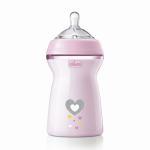 Chicco Natural Feeling 330ml Pink Baby Milk Feeding Bottle with Wide Neck