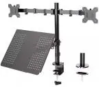 Gadget Wagon Dual Monitor And Laptop Arm Stand Adjustable For 13 Inch -27 Mount Desk Clamp