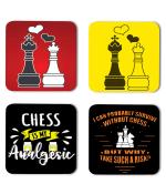 Whats Your Kick Chess Lover I Can Probably Survive Without Chess But Why Take Such A Risk Quotes Printed Set of 4 Coaster With Metal Stand