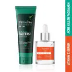 DERMINA Acne Killer Vitamin E Facewash with Vitamin C Face Serum (Combo Pack,60g,20g)