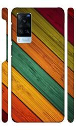 YAPZONE Cool Multicolor Wooden Slides |Designer Printed Hard Back Cover for Vivo X60 Premium & Attractive Case for Your Smartphone