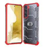 Golden Sand [Explorer Series] Samsung Galaxy S22 5G Back Cover Shockproof Semi-Transparent Rugged Military Grade Phone Case, Certified Drop Protection, Tangy Red