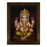 Indianara Multicolor Engineered Wood Lord Ganesh Painting 25.4*33*1 cm