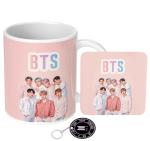 NH10 DESIGNS BTS Printed Coffee Mug, BTS Coaster with BTS logo Keychain for Girls Boys Friends Birthday Gifts BTS Music Band V Suga J-Hope Jungkook Jin Jimin Rm, BTS print Tea Cups (350ml) BTSALLV 389