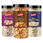 YUM YUM Dry Fruits Combo Pack ( California Almonds, Cashews, Pistachios ) 500 g Jar Each