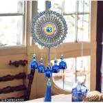 TRACES Metal Evil Eye Om Wind Chime for Home & Office Main Door Entrance | Wall Hanging for Positive Vibes & Removes Negative Energy | Nazar Battu Evil Eye | 34 cm Height