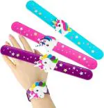 SAMVARDHAN Pack of 3 Unicorn Slap Bracelets Silicone Animal Snap Wristbands Birthday Party For Girls Gifts Favors