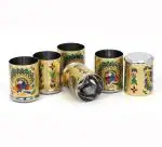 NAVRANG Gold Steel Meenakari Glass (Pack Of 6)