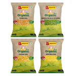 RENTIO Organic Combo | Toor dal + Chana dal + Moong dal + Green whole moong | 4 packs of 500g each