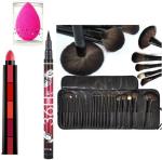 BINGEABLE HDA36 Pro Waterproof Sketch Pen Eyeliner, Long Lasting Super Matte 5 in 1 Lipsticks, Beauty Blender Makeup Sponges, 24 Pieces Professional Complete Face Makeup Brushes Set