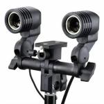 Hanumex E27 Double Light Socket With Light Stand Swivel Mount And Umbrella Holder For Photography (20x10x8 cm, Black)