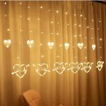 NSSC 12 Heart Love String Window Curtain Lights, 138 LED Soft Bright Heart Shape Curtain String Lights with 8 Flashing Wedding Bedroom Home Patio Garden Indoor Outdoor Decor (6 Big Heart, 6 Small Heart)