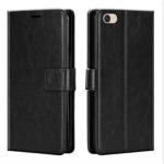 Clickaway Black Faux Leather Back Case Cover For Vivo V5S