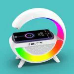 SFZ 4 In 1 Wireless Charger Night Light Lamp| Bluetooth Speaker Alarm Clock| 15W Fast Charging | Home Office Study Bedside Wireless Charging Lamp For Smart Phones