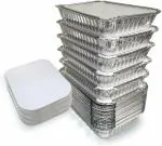 Alu-Freshh Food Storage Disposable Aluminium Foil Containers with Lid 650ML (Pack Of 50)