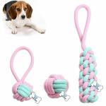 THE DDS STORE 3. Pcs Dog Toys for Medium Small Dogs, Interactive Dog Toys for Boredom, Dog Rope Toys for Teething, Tug and Play, 100% Natural Cotton Rope-Color May Vary