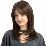 Akashkrishna Medium Hair Wig Black Synthetic Fiber Women