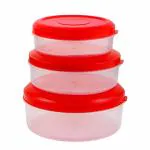 Mintblues Heavy Plastic Material Stackable & Reusable Classic Round Plastic Big Storage Container Box For Kitchen & Home Organization (PACK OF 3)