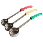 THW 2 3 and 4 Ounce Solid Stainless Steel Portion Control Ladle Spoon Measuring and Serving Scoop, Bundle of 3 Commercial Grade Serving Scoops / Spoodle for Pizza [Pack of 3]