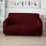 HOKIPO 200 GSM Premium Velvet Series Elastic Sofa Cover 2 Seater, Burgundy (AR-4737-BRGN)