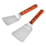 Ramkuwar 2 Piece Stainless Steel Big And Small Cooking Spatula with Wood Handle Food Flipper Scraper for Grilling Cooking Baking