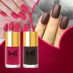 MI Fashion Soft Smooth Unique Matte Nail Polish Combo Sets of 2 Unique Colors (Coffee,Pink) 9.9ml each