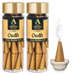 The Aroma Factory Incense Dhoop Cone for Puja, Oudh (100% Herbal & 0% Charcoal) 2 Bottles x 30 Cones