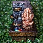 GHAR SAAZ Polyresin Ganesha God Idol Water Fountain in Copper Finish For Home Decor - 7.5 Inch