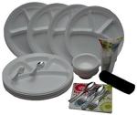 Amit Marketing Grey Paper Disposble Plates, Bowl, Glasses, Napkin, Spoon, Fork (Set Of 155)