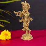 ARTVARKO Home Decor Brass Lord Krishna Idol Statue - 7.5 inch