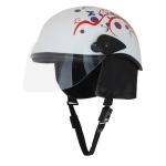 Western Era Half Helmet with Clear Visor for Multi-Purpose & (M, White Glossy (Red)) (Non-Motorized)