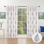 THE LINEN COMPANY Cotton Curtains for Window Set of 2, Window Curtains Sun Light Protection for Home Decor, Hangs Elegantly with Back Loops (4.5x5 ft, New Blue Leaf)