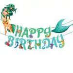 Zyozique Mermaid Birthday Banner,Mermaid Party Supplies, Mermaid Happy Birthday Banner Favor Mermaid Theme Party Decoration Supplies for Girls Boys Kids