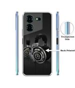 Casotec Head Phone Design Printed Silicon Soft TPU Back Case Cover for Tecno Pova 5 4G / Pova 5 Pro 5G / Pova 5 Pro 5G
