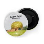 Dhcrafts Multicolor Metal Golden Dome Pondicherry Printed Fridge Magnet, 5.8 Cm