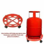 DAIDSUKE Fiber Plastic Easily Movable Gas Bottle Trolley Cylinder Stand with Wheels Lpg Cylinder Stand with Iron Wheels (Multi Color)