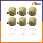 ZAPEX High Quality Aluminium Round Curtain Bracket with Support 1 Inch Rod Pocket Finials Window Rod Support Fittings, Curtain Rod Holder(Gold Colour, Pack 6)