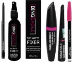 BINGEABLE...ENJOY THE DIFFERENCE Kajal Eyeliner Mascara Eyebrow Pencil Set And Fixer Spray (Set Of 5)