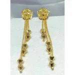 SHEELOVES Flower Design 22k Gold Plated Hanging Earring | sui dhaga | drop earrings Brass Drops & Danglers | 1-Pairs