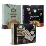 MILLET AMMA Snacks Combo Pack of 3 | Organic Millet Pizza Base 6 Pieces 200gm + Millet Lavash Gluten Free 150gm + Bajra Methi Khakhra 180gm