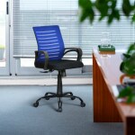 SHILPA CLASSIC Mesh Mid Back Ergonomic Office Chair | Adjustable Height Study and Computer Chair | Revolving Chair with Metal Base | Breathable Mesh Backrest for Enhanced Comfort-(Blue)