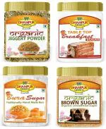 Dhampur Green Breakfast Sugar Combo Set | Organic Jaggery Powder, Bura Sugar, Breakfast Sugar and Brown Sugar, 1Kg Pack