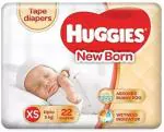 Huggies Ultra Soft Extra Small / New Born Baby (XS / NB) Tape Diapers (22 Counts) - XXL (22 Pieces)