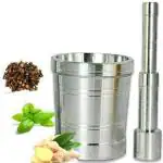 Liolis Aluminium Masher | okhli and musal/Kitchen Masher, Mortar and Pestle Set/Aluminium Masher/Khallad/khalbatta for Kitchen/Imam dasta/Spice Mixer (Pack of 2)